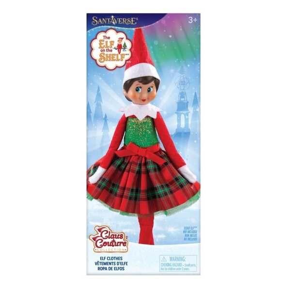 Elf on the Shelf Claus Couture Collection Gifts & Glamour Party Dress Tartan - Picture 3 of 9